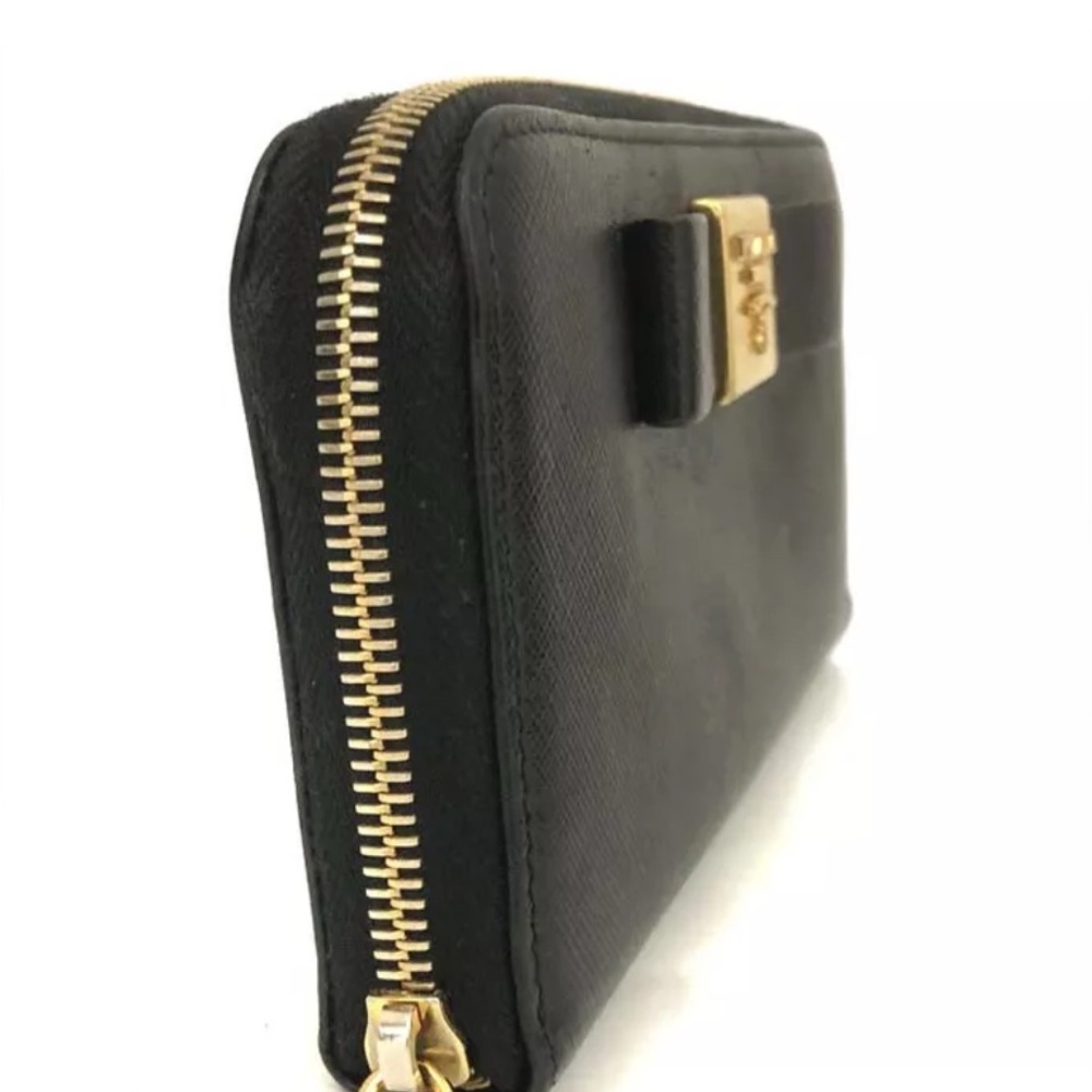 Authentic PRADA Logo Saffiano Ribbon Leather Zip Around Long Wallet Black - Picture 2 of 12